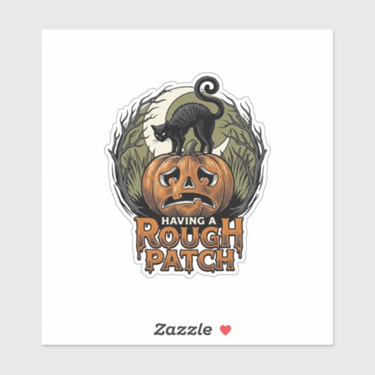 Halloween Pompoen Kat Ruw Patch Vintage Gravure Sticker (Vel)