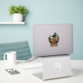 Halloween Pompoen Kat Ruw Patch Vintage Gravure Sticker (Laptop op bureau)