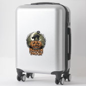 Halloween Pompoen Kat Ruw Patch Vintage Gravure Sticker (Koffer)