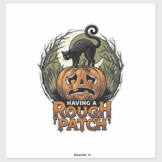 Halloween Pompoen Kat Ruw Patch Vintage Gravure Sticker (Vel)