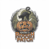 Halloween Pompoen Kat Ruw Patch Vintage Gravure Sticker (Voorkant)