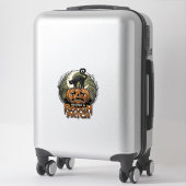 Halloween Pompoen Kat Ruw Patch Vintage Gravure Sticker (Koffer)
