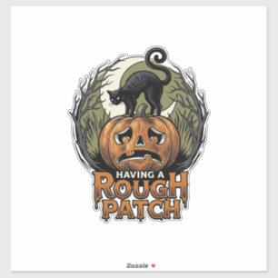 Halloween Pompoen Kat Ruw Patch Vintage Gravure Sticker