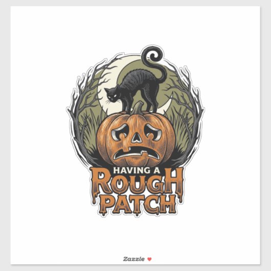 Halloween Pompoen Kat Ruw Patch Vintage Gravure Sticker (Vel)
