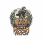 Halloween Pompoen Kat Ruw Patch Vintage Gravure Sticker (Voorkant)