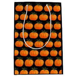 Halloween Pompoen Kat Schattige Patroon Oranje Her Medium Cadeauzakje