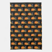 Halloween Pompoen Kat Schattige Patroon Oranje Her Theedoek (Verticaal)