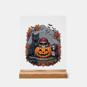 Halloween Pompoen Kat Schedel Grim Reaper Herfst B Acryl Bord