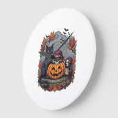 Halloween Pompoen Kat Schedel Grim Reaper Herfst B Grote Klok (Hoek)