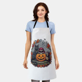 Halloween Pompoen Kat Schedel Grim Reaper Herfst B Schort (Gedragen)
