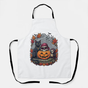 Halloween Pompoen Kat Schedel Grim Reaper Herfst B Schort