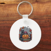Halloween Pompoen Kat Schedel Grim Reaper Herfst B Sleutelhanger (Voorkant)