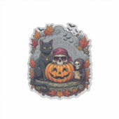 Halloween Pompoen Kat Schedel Grim Reaper Herfst B Sticker (Voorkant)