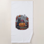 Halloween Pompoen Kat Schedel Grim Reaper Herfst B Strandlaken (Voorkant)
