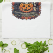 Halloween Pompoen Kat Schedel Grim Reaper Herfst B Theedoek (Gevouwen)