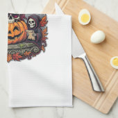 Halloween Pompoen Kat Schedel Grim Reaper Herfst B Theedoek (Quarter Fold)