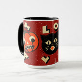 Halloween pompoen kat schedel mok (Voorkant links)
