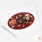 Halloween pompoen kat schedel ovale sticker (Envelop)