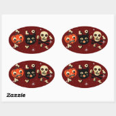 Halloween pompoen kat schedel ovale sticker (Vel)