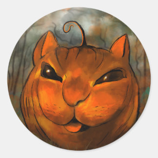 Halloween Pompoen Kat Stickers
