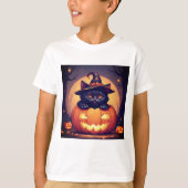 Halloween pompoen kat vibes t-shirt (Voorkant)