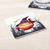 Halloween pompoen, katten en heks kartonnen onderzetters (Schuin)