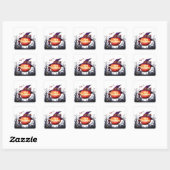 Halloween Pompoen, Katten & Heks Ho Vierkante Sticker (Vel)