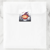Halloween Pompoen, Katten & Heks Ho Vierkante Sticker (Tas)