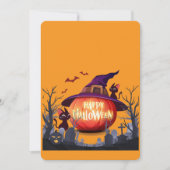 Halloween Pompoen, Katten & Heksenhoed Kaart (Voorkant)