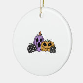 Halloween pompoen keramisch ornament (Links)