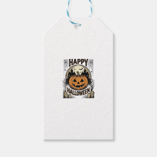 Halloween Pompoen Kerkhof Vintage Griezelen T-shir Cadeaulabel