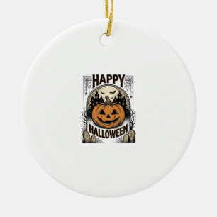 Halloween Pompoen Kerkhof Vintage Griezelen T-shir Keramisch Ornament