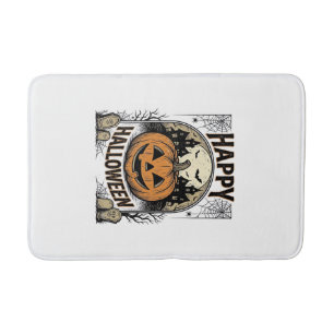 Halloween Pompoen Kerkhof Vintage Griezellig T-shi Badmat