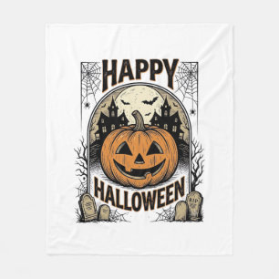 Halloween Pompoen Kerkhof Vintage Griezellig T-shi Fleece Deken
