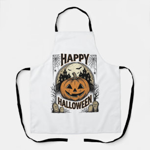Halloween Pompoen Kerkhof Vintage Griezellig T-shi Schort