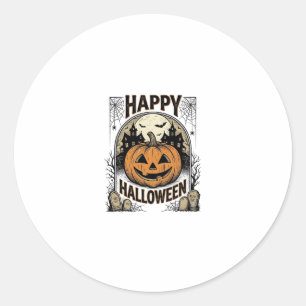 Halloween Pompoen Kerkhof Vintage Griezellige T-sh Ronde Sticker