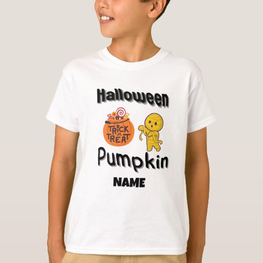 Halloween pompoen kinderen gepersonaliseerde gesch t-shirt (Voorkant)