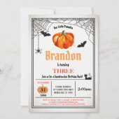 Halloween pompoen kinderen verjaardag jongen of me kaart (Voorkant)