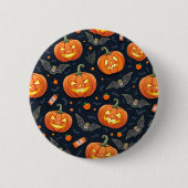 Halloween pompoen knop ronde button 5,7 cm (Voorkant)