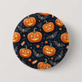 Halloween pompoen knop ronde button 5,7 cm