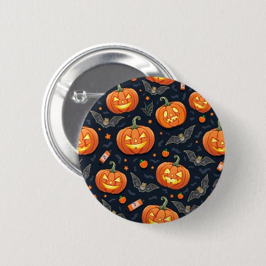 Halloween pompoen knop ronde button 5,7 cm (Voorkant /achterkant)