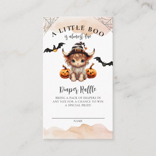 Halloween Pompoen Koe Kleine Boo Luier Raffle Informatiekaartje (Voorkant)