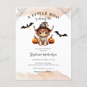 Halloween Pompoen Koe Little Boo Baby shower Briefkaart