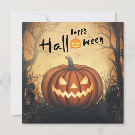 Halloween pompoen kostuum feest kaart (Achterkant)