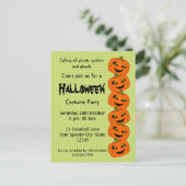 Halloween pompoen kostuum feest uitnodiging briefkaart (Staand voorkant)