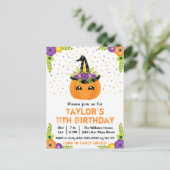 Halloween Pompoen Kostuum Verjaardagsfeest Wit Pos Briefkaart (Staand voorkant)