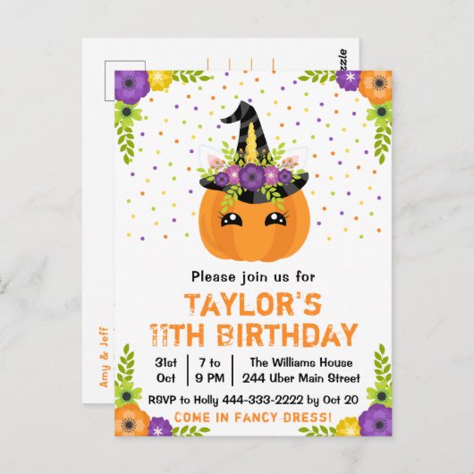 Halloween Pompoen Kostuum Verjaardagsfeest Wit Pos Briefkaart (Voorkant / Achterkant)