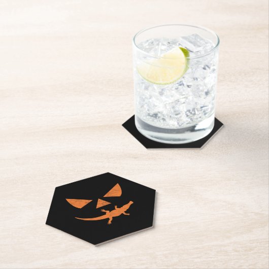 Halloween pompoen krokodil kostuum kartonnen onderzetters (Insitu)