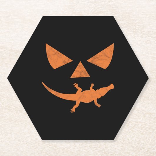 Halloween pompoen krokodil kostuum kartonnen onderzetters (Voorkant)
