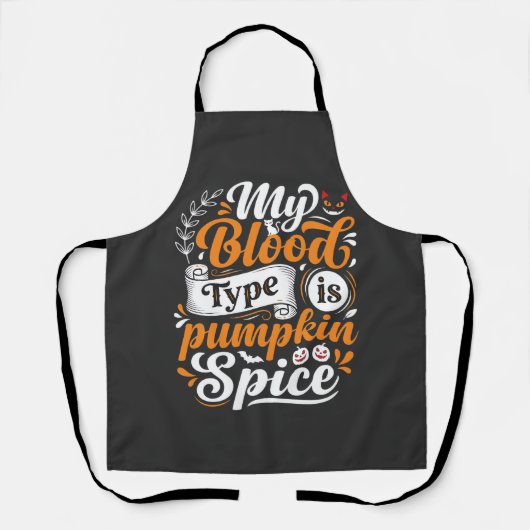 Halloween Pompoen Kruiden Bloedtype Retro Typograf Schort (Voorkant)
